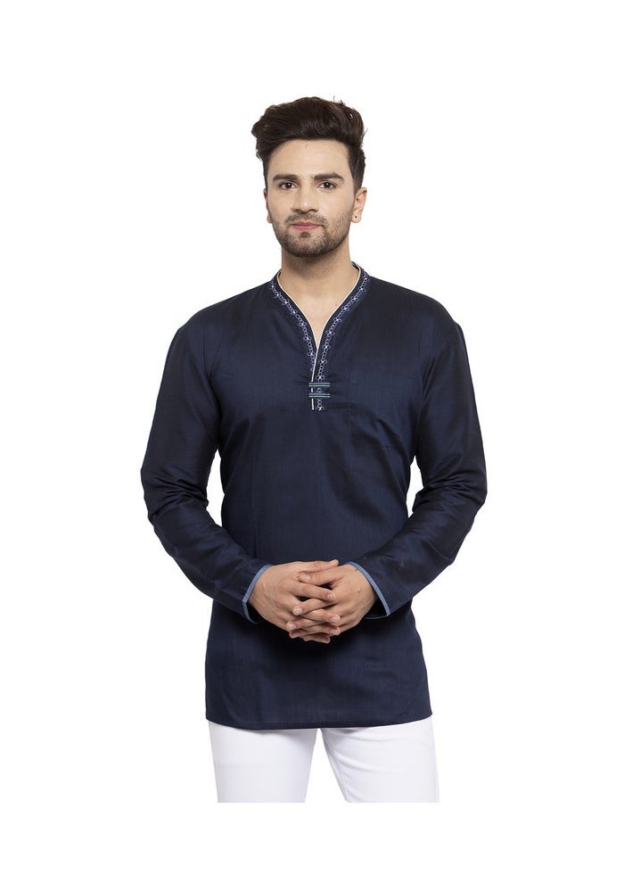 ARCHATTIRE Men's Navy Cotton Straight Kurta - Image 1