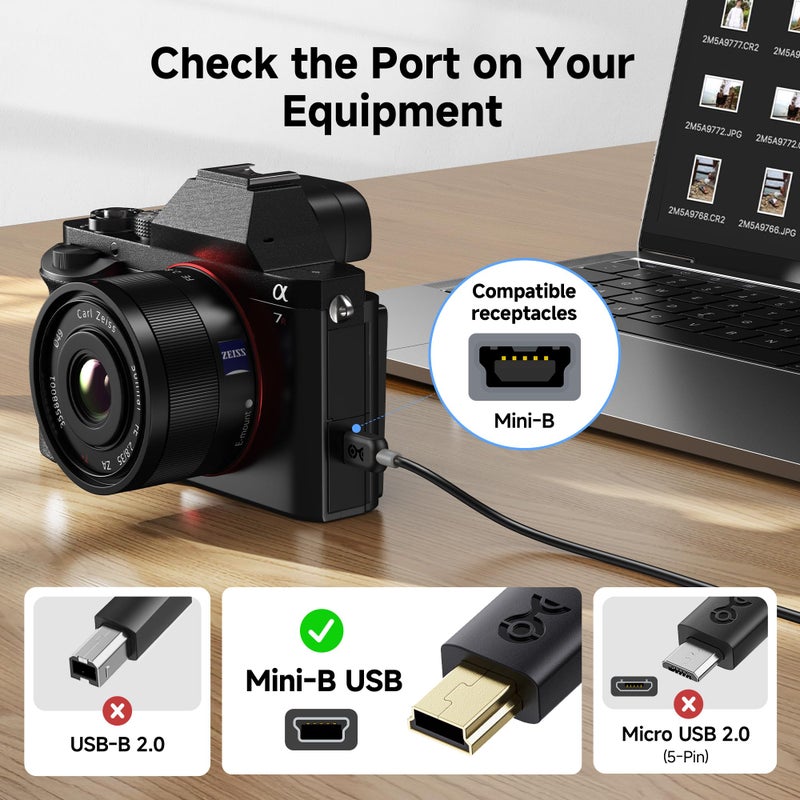 Cable Matters Mini USB to USB C Cable - 3.3ft, 480Mbps Data, 15W Charging, USBC to MiniUSB Cable for Game Controller, Camera, GPS, Dash Cam, Black - Image 2