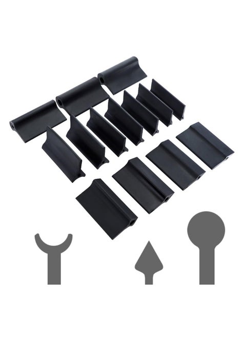 14 pcs Rubber Polishing Pad Flexible Contours Convex Concave Sanding Block, Sandpaper Holder Woodworking Tools Double Ended Contour Grinding Block for Lathe Wood Carving & Crafts, Black Rubber