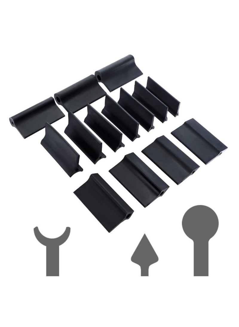 Excefore - 14 pcs Rubber Polishing Pad Flexible Contours Convex Concave Sanding Block, Sandpaper Holder Woodworking Tools Double Ended Contour Grinding Block for Lathe Wood Carving & Crafts, Black Rubber - Image 1