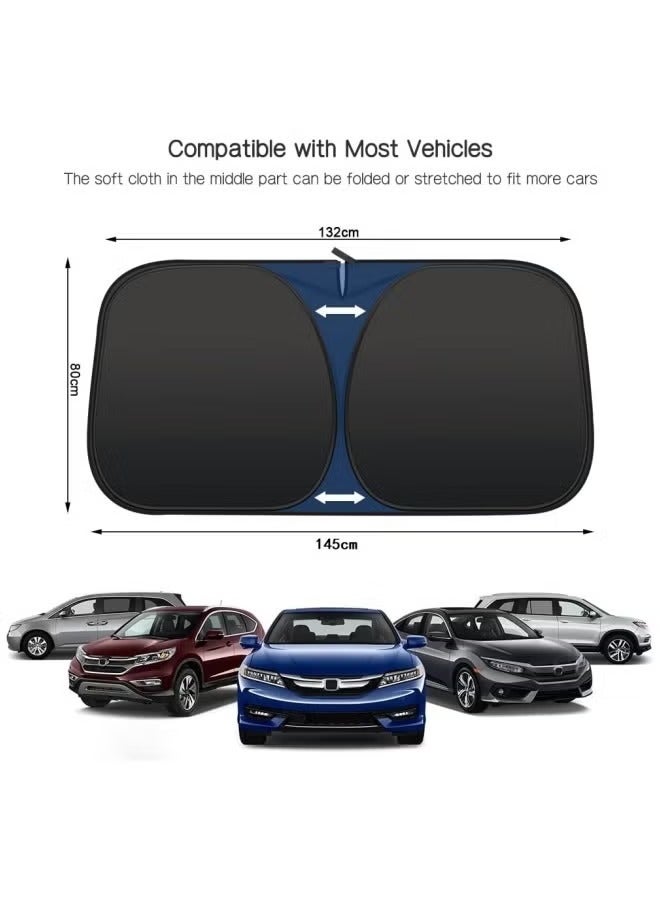 BUPY Foldable Car Windshield Sunshade with Storage Pouch, Front Windshield Reflective Sunshade, Car Window Sunshade for Sun Heat Protection and Block UV Rays, Keep Vehicle Cooler - Image 5