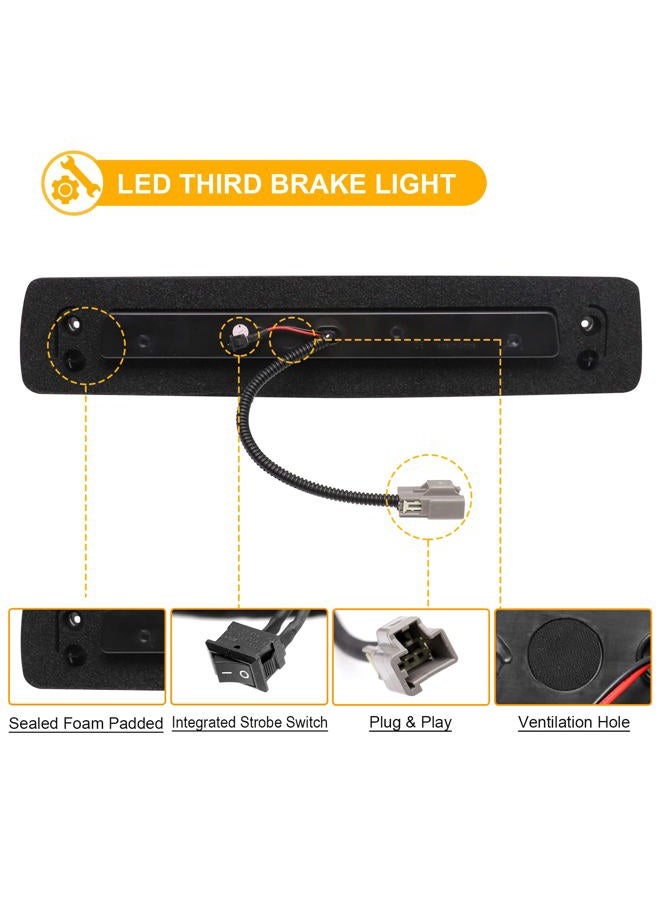 R&F Auto Smoked LED High Mount Brake Light Replacement for Colorado/Canyon (2015-2023) Roof Cargo Lights Third Brake Lamp with Seal Foam Gaskets F1 Style Red Flash - Image 5