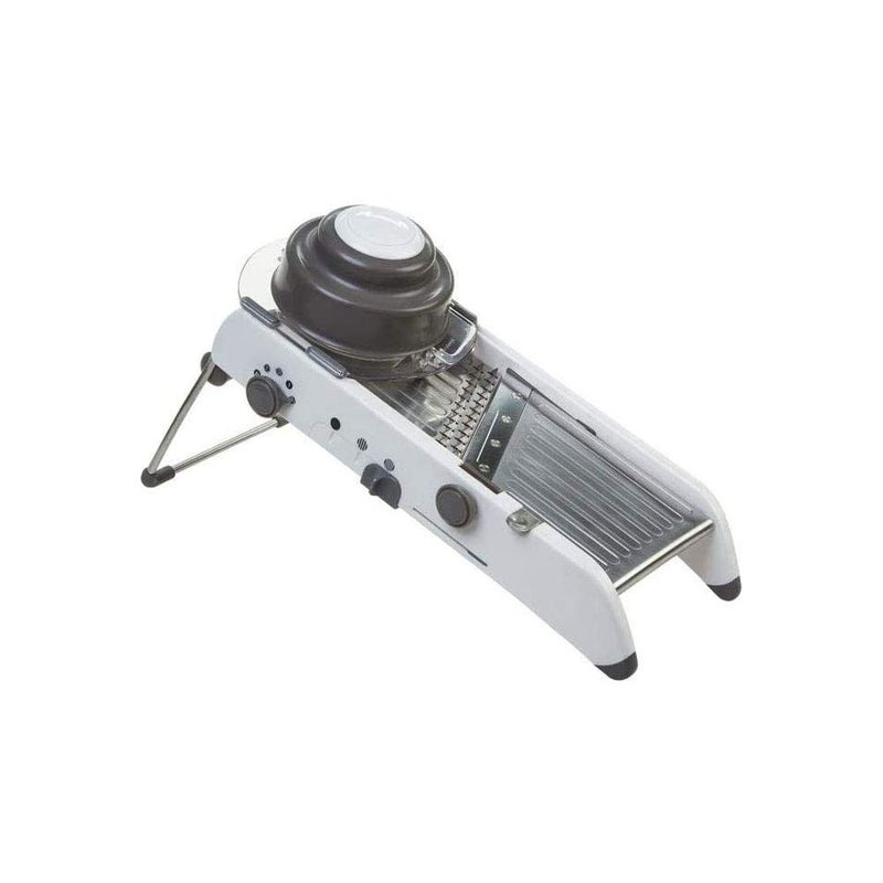 PL8 Professional Mandoline  Versatile Slicer with Adjustable Straight Waffle and Julienne Blades ExtraWide Stainless Steel Deck Safety Hand Guard NonSkid Feet and SpaceSaving Design