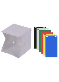 Mini Photo Studio Box 20cm , Portable Light Room Photography Shooting Light Tent Kit, White Folding Lighting Softbox with 40 LED Lights + 6 Colors Backgrounds