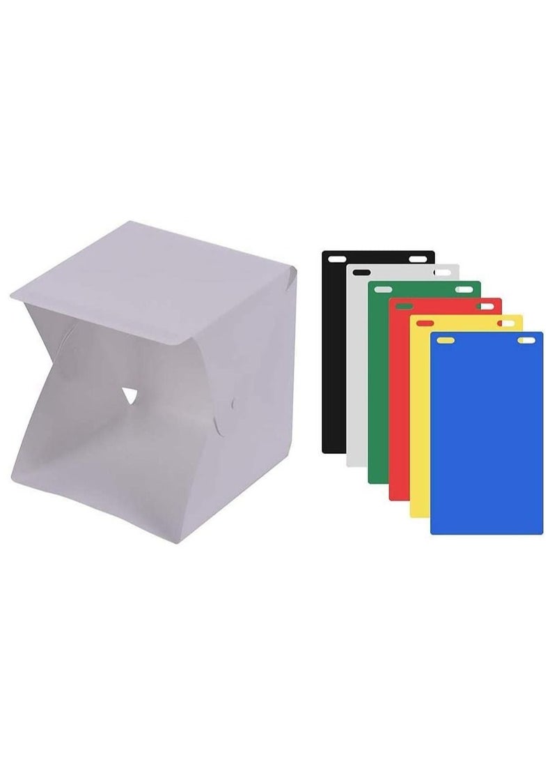 Rubik - Mini Photo Studio Box 20cm , Portable Light Room Photography Shooting Light Tent Kit, White Folding Lighting Softbox with 40 LED Lights + 6 Colors Backgrounds - Image 1