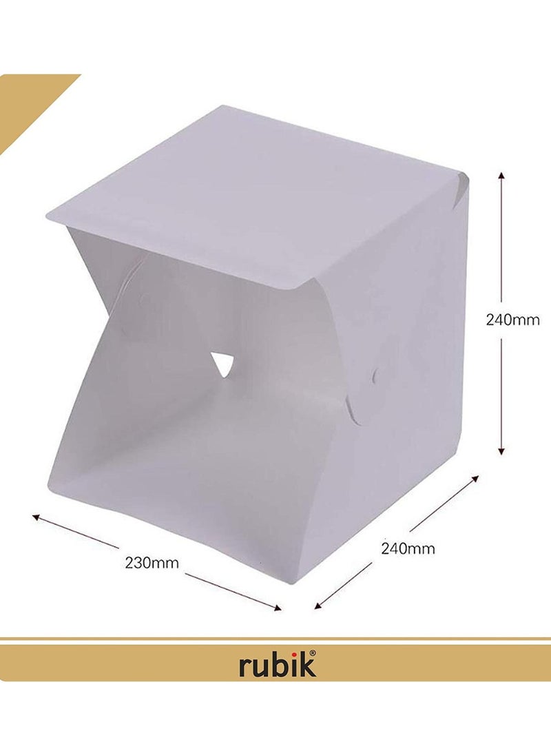 Rubik - Mini Photo Studio Box 20cm , Portable Light Room Photography Shooting Light Tent Kit, White Folding Lighting Softbox with 40 LED Lights + 6 Colors Backgrounds - Image 1