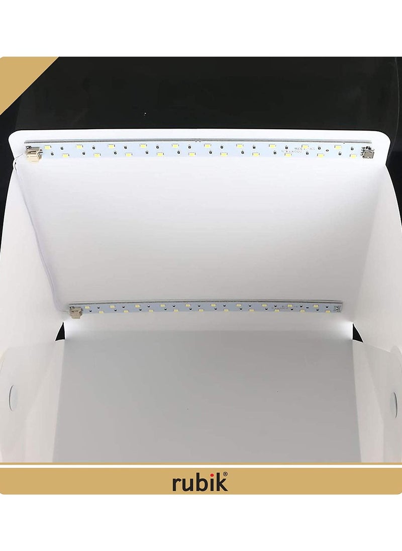 Rubik - Mini Photo Studio Box 20cm , Portable Light Room Photography Shooting Light Tent Kit, White Folding Lighting Softbox with 40 LED Lights + 6 Colors Backgrounds - Image 1