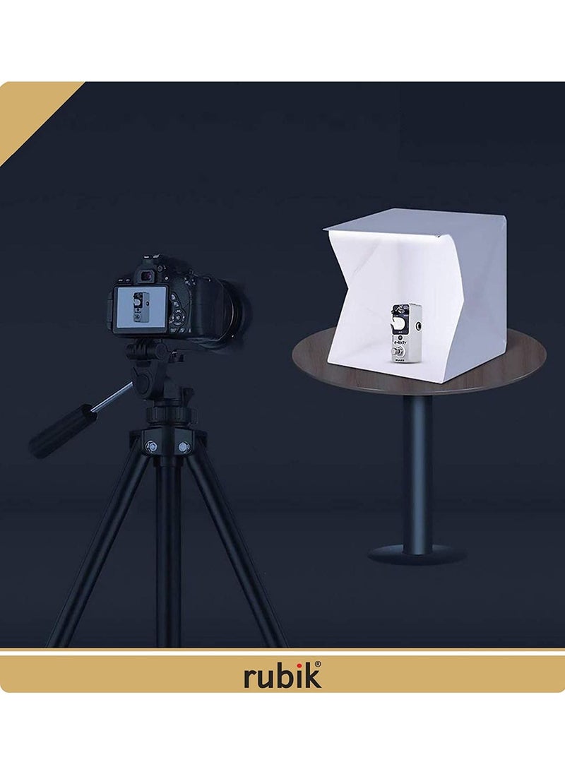 Rubik - Mini Photo Studio Box 20cm , Portable Light Room Photography Shooting Light Tent Kit, White Folding Lighting Softbox with 40 LED Lights + 6 Colors Backgrounds - Image 1