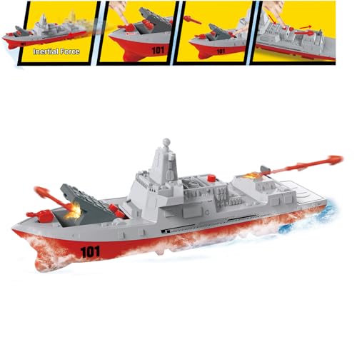 WASAiKA Military Naval Vessel Naval Ship with Launching Cruise Missile and Battle Ship Group Small Scale Pull Back Fighter Jet Ideal Present Army Toys Set for Kids Boys Girls - Image 5