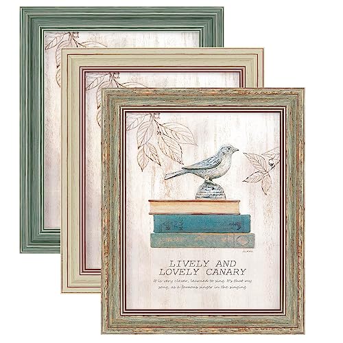 XUANLUO 3 Pack 8x10 Inch Picture Frames Farmhouse Rustic Vintage Distressed Wood Grain Photo Frame with HD plastic cover for Table Top Display and Wall Hanging - Image 1