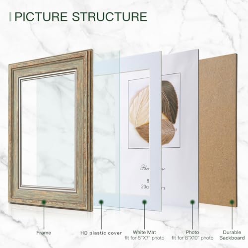 XUANLUO 3 Pack 8x10 Inch Picture Frames Farmhouse Rustic Vintage Distressed Wood Grain Photo Frame with HD plastic cover for Table Top Display and Wall Hanging - Image 3