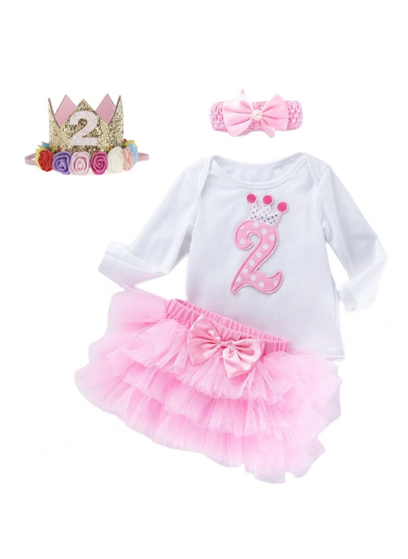We Happy 4-Piece 2nd Birthday Baby Girls Dress Princess Costume  - Image 1