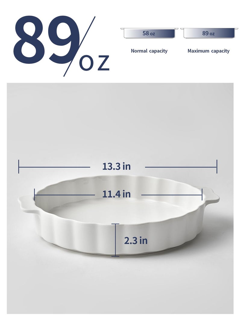 Samsle Ceramic Pie Pan For Baking,13Inch Round Baking Dish With Double Handle,Pie Plate With Ruffled Edge-Microwave, Dishwasher, and Oven Safe - Image 3