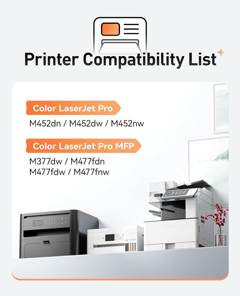 Zstint 410A Toner Cartridge set 4-Pack Replacement for HP 410A 410X CF410A CF411A CF412A CF413A Compatible with HP Color LaserJet Pro MFP M377dw M477fdn M477fdw M477fnw M452dn M452dw M452nw Printer Ink Black - Image 2