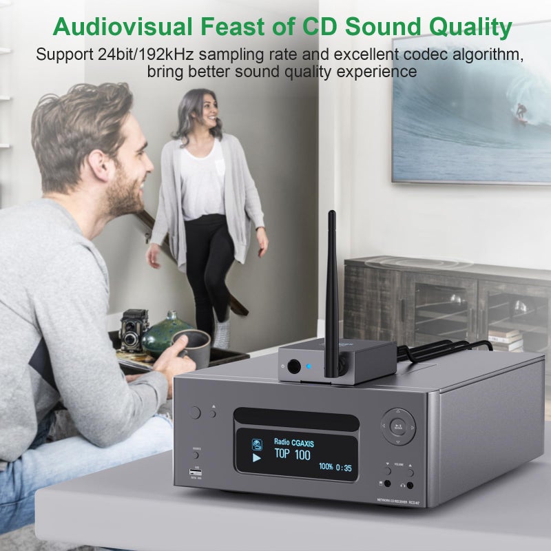 1Mii 2.4GHz (1 TX + 2 RX) Wireless Audio Transmitter and Receiver for TV, 20ms Ultra Low Delay RCA Out/in, 320 ft Range Wireless Adapter for Subwoofer to TV/PC/CD Player, 2 Receivers for Two Speakers - Image 5