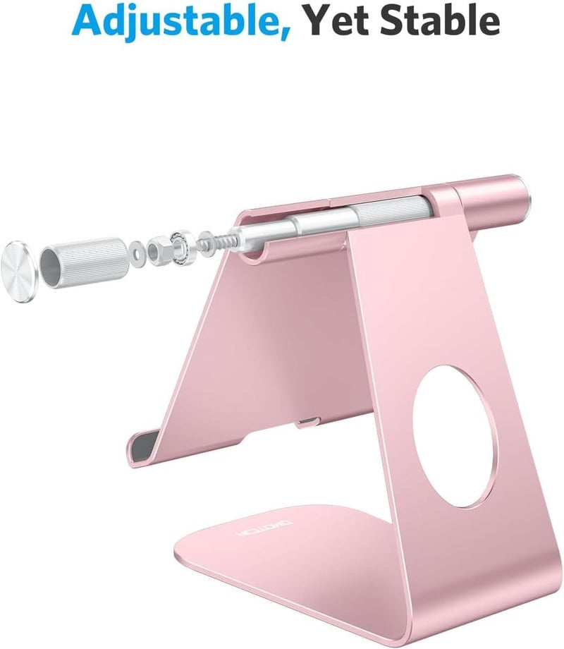 Omoton Tablet Stand Holder Adjustable, T1 Desktop Aluminum Tablet Dock Cradle Compatible with iPad Air/Mini, iPad 10.2/9.7, iPad Pro 11/12.9, Samsung Tab and More, Rose Gold - Image 3