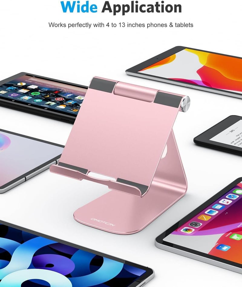 Omoton Tablet Stand Holder Adjustable, T1 Desktop Aluminum Tablet Dock Cradle Compatible with iPad Air/Mini, iPad 10.2/9.7, iPad Pro 11/12.9, Samsung Tab and More, Rose Gold - Image 2