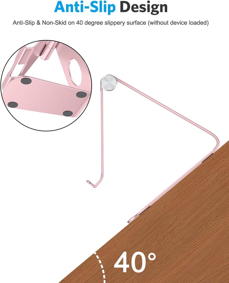 Omoton Tablet Stand Holder Adjustable, T1 Desktop Aluminum Tablet Dock Cradle Compatible with iPad Air/Mini, iPad 10.2/9.7, iPad Pro 11/12.9, Samsung Tab and More, Rose Gold - Image 5