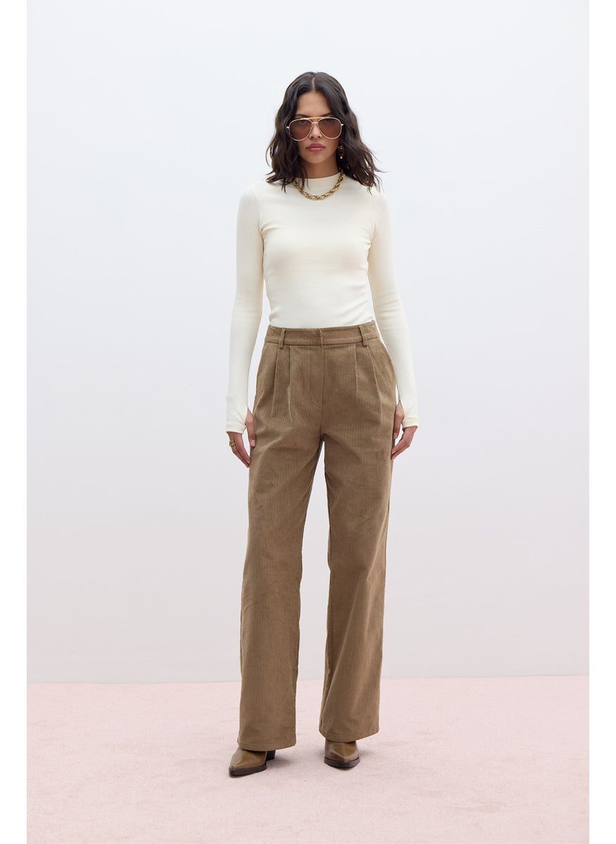 Manuka Corduroy Straight Fit Trousers Camel  - Image 1