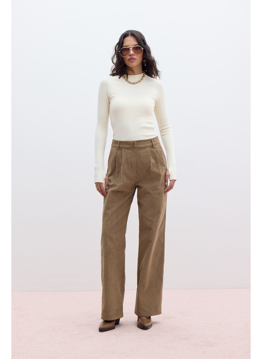 Manuka Corduroy Straight Fit Trousers Camel  - Image 3