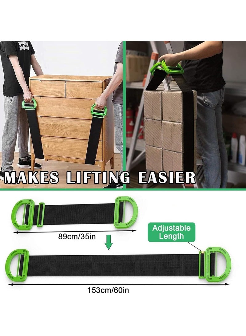 عام حزام رفع متحرك قابل للتعديل، حزام ناقل محمول، مناسب لصناديق الأثاث، المراتب، مواد البناء، الأشياء الضخمة والضخمة، حمل فردي أو مزدوج (قطعتين) - Image 3
