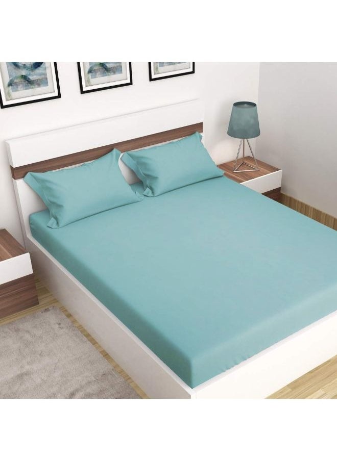 BYFT Orchard Exclusive (Sea Green) King Size Fitted Sheet and Pillow covers (Set of 3 Pcs) Cotton percale Weave, Soft and Luxurious, High Quality Bed linen -180 TC  - Image 1