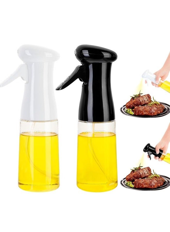 Olive Oil Sprayer - Oil Dispenser - Glass Bottle with Two Nozzles - Kitchen Cooking Tools for Air Fryer, BBQ, Salad, Baking , Black/ White - Image 1