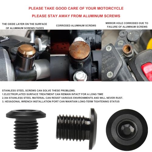FENRIR Motorcycle mirror Hole Plug 304 Stainless steel Compatible with M10XP1.25 Vulcan S Z900 Z650 Z500 Z400 Z125 MT03 MT07 MT09 MT10 XSR700 SV650 GSXS750 GSX8S CB750 CB650R CB500F Duke Tuono V7 V9 - Image 2