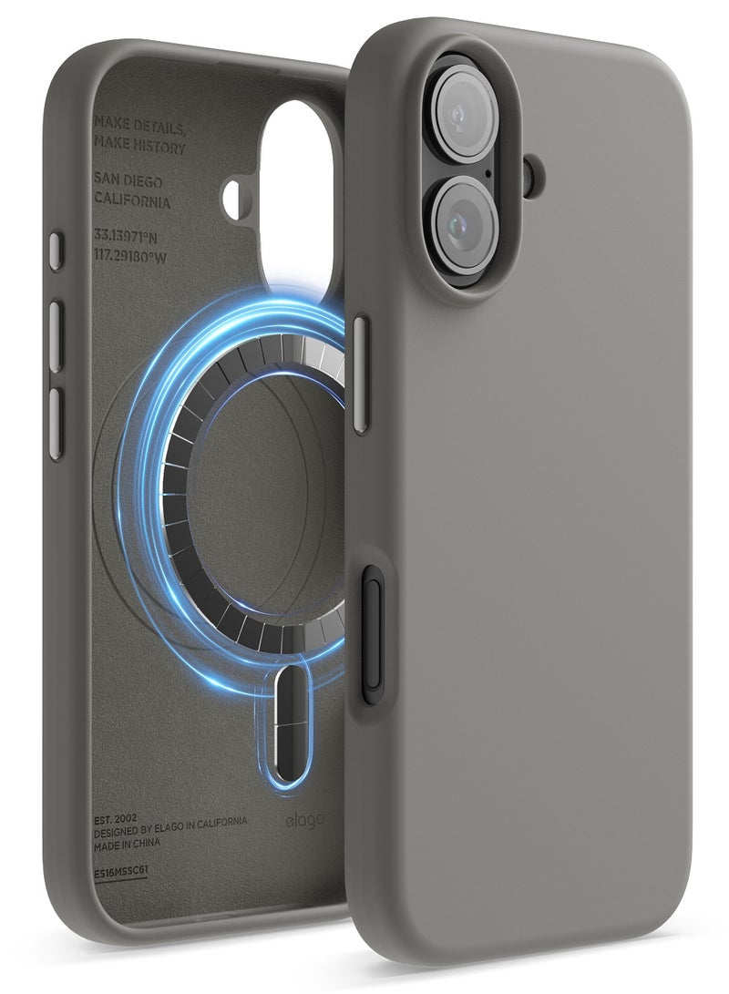 Elago Magnetic Liquid Silicone for iPhone 16 Case Cover Compatible with MagSafe Shockproof - Medium Gray