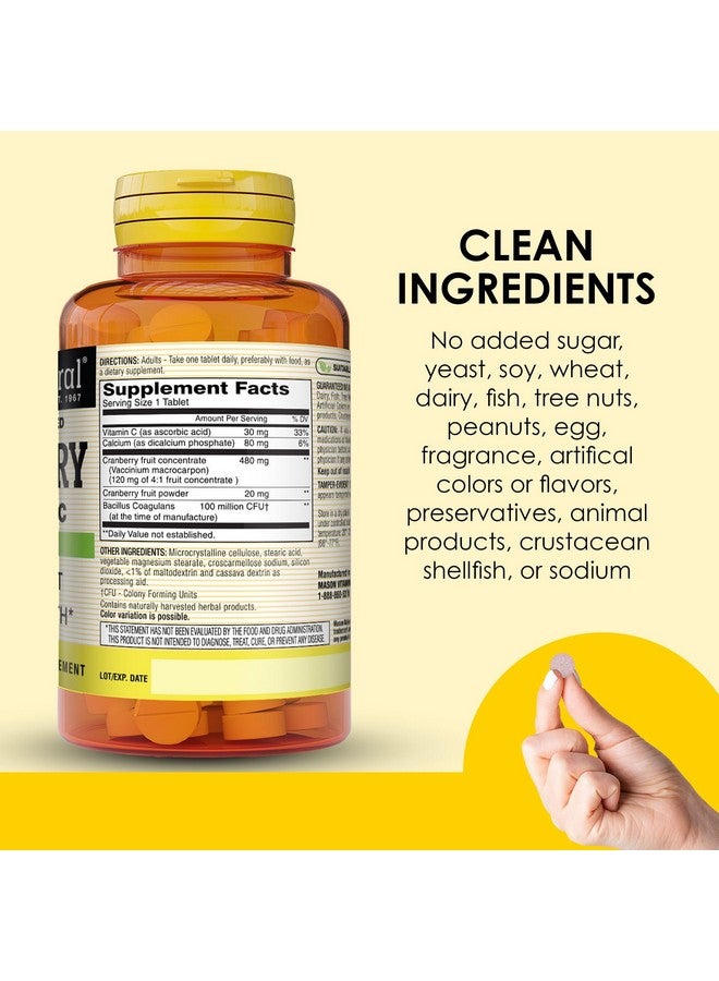 MASON NATURAL Cranberry with Probiotic, 2 Month Supply, Highly Concentrated, Supports Normal Immune Health & Urinary System, 60 Tablets - Image 5