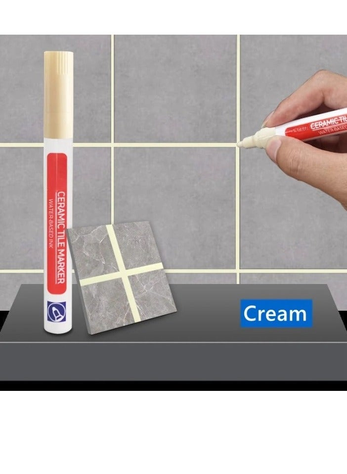 Wall Grout Restorer Marker Pen, Waterproof Grout Tile Pen, Easy To Use Grout Restoration Pen, Repair Pen For Tiles, Wall, Floor Tile Grout, Floor, Kitchens And Bathrooms, (1pc, Cream) - Image 2