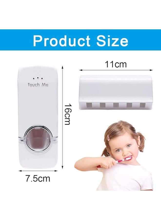 Toothbrush holder with plastic cover, automatic toothpaste dispenser set, dustproof, with double-sided 3M adhesive for wall mounting. - Image 4