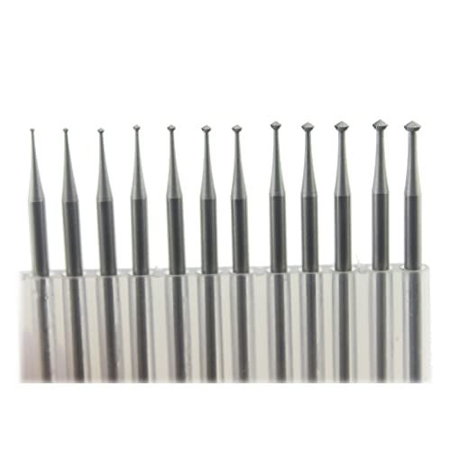 Luo ke 12 Pcs 90º Hart Burr - 3 32'' Shank 90 Degree Heart Burs Jewelry Engarving Bits Lapidary Burr Set (007-023) - Image 1