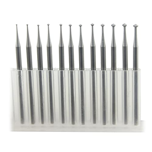 Luo ke 12 Pcs 90º Hart Burr - 3 32'' Shank 90 Degree Heart Burs Jewelry Engarving Bits Lapidary Burr Set (007-023) - Image 3