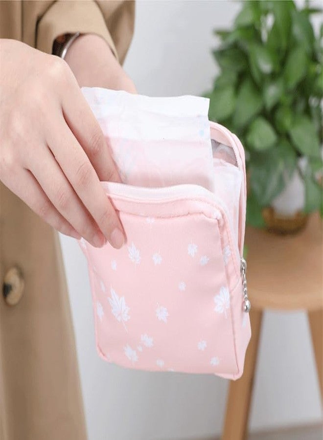 NIGHTSTAR Portable Mini Slim Fashion Nursing Sanitary Napkin Pouch Pad Holder Zipper Travel Cosmetic Makeup Jewellery Storage Bag for Girl and Women (Green-Peach-2 Pcs) - Image 4