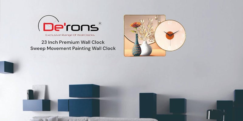 De'rons Derons Tempered Glass Wall Art Painting Clock for Living Room with Crystals Picture Photo Frame Silent Stylish Decorative Wall Clocks for Home Bedroom Office Hotel Cafe Decoration Gift DC54150 - Image 2
