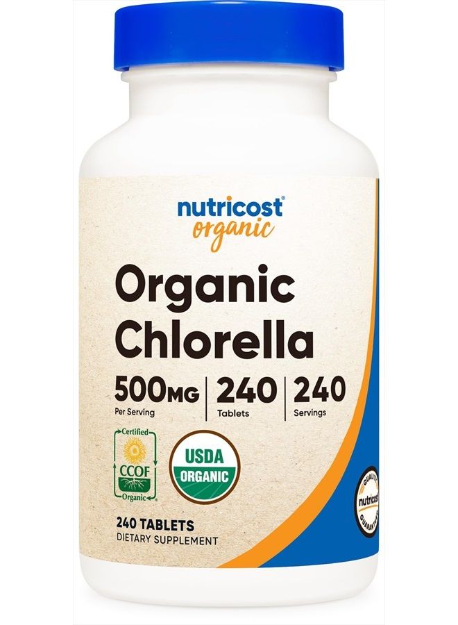 Nutricost Organic Chlorella 500mg, 240 Tablets - Gluten Free, Non-GMO - Image 1