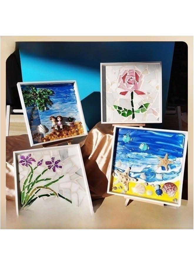 DIY Handmade Three-dimensional Painting Texture Teacher's Day Gift Mosaic Creative Decorative Ornaments Homemade Material Bag-Color:Army Green Two Small Guess White Box Package - Image 3