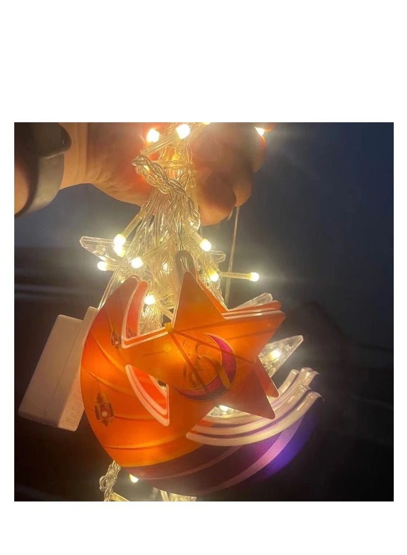 LED نجمة القمر مصباح الجنية الستار سلسلة أضواء جارلاند أضواء عيد الميلاد ديكور لغرفة المنزل حفل زفاف نافذة ديكور نجوم ضوء - Image 2