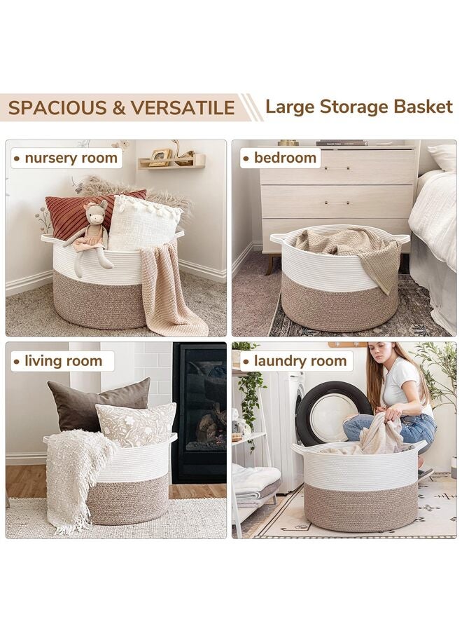 سلة غسيل، سلال لطيفة مزخرفة، سلة غسيل للملابس، سلال ملابس للغسيل، ملابس متسخة في غرفة المعيشة، الحمام، غرفة النوم (المقاس: أبيض-بني) - Image 2