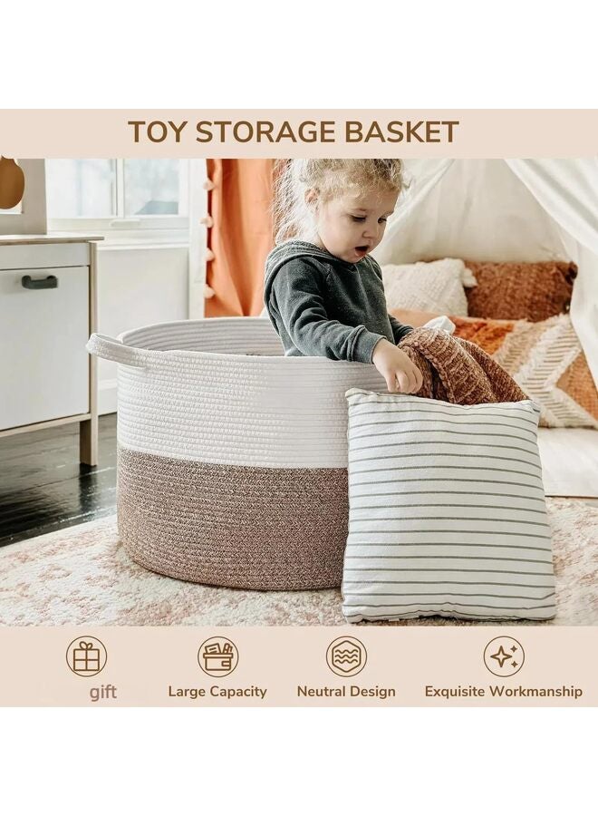 سلة غسيل، سلال لطيفة مزخرفة، سلة غسيل للملابس، سلال ملابس للغسيل، ملابس متسخة في غرفة المعيشة، الحمام، غرفة النوم (المقاس: أبيض-بني) - Image 4