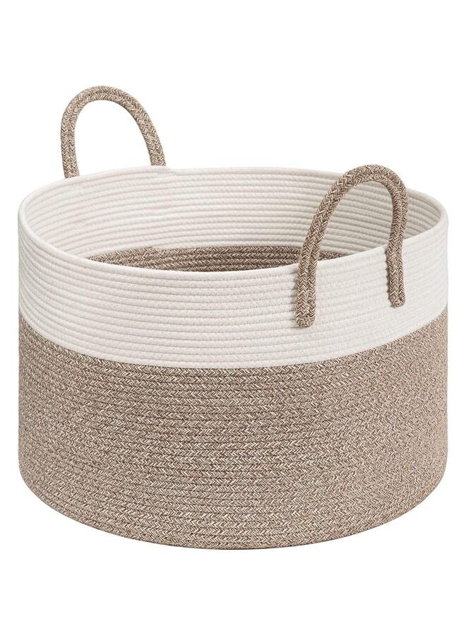 سلة غسيل، سلال لطيفة مزخرفة، سلة غسيل للملابس، سلال ملابس للغسيل، ملابس متسخة في غرفة المعيشة، الحمام، غرفة النوم (المقاس: أبيض-بني) - Image 1