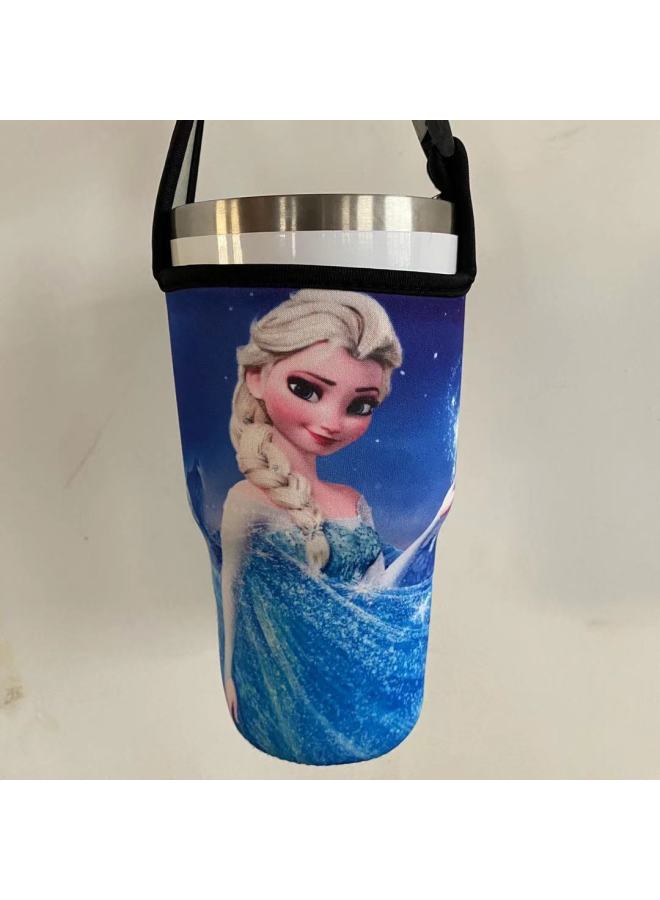 Factory Wholesale Cartoon Ice Cream Cup 30Oz Car Cup Vacuum Cup Cover Portable Drop-resistant Handbag Diving Material Cup Cover-Color:Ice Queen-Capacity:900ml(30oz Ice Cream)  - Image 1