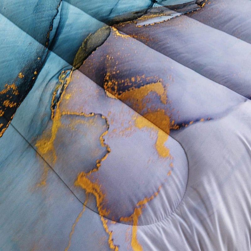HOSIMA Marble Abstract Bedding Set Twin Size, Gold and Blue Marble Comforter Set for Girls Kids Women Bedroom Decor,Bedding Comforter Sets 3 Pieces with 2 Pillowcases. - Image 5
