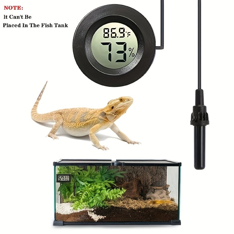 2 Black Digital Thermometer Hygrometer with Probe Switchable Celsius Fahrenheit for Reptile Incubators Garden - Image 2