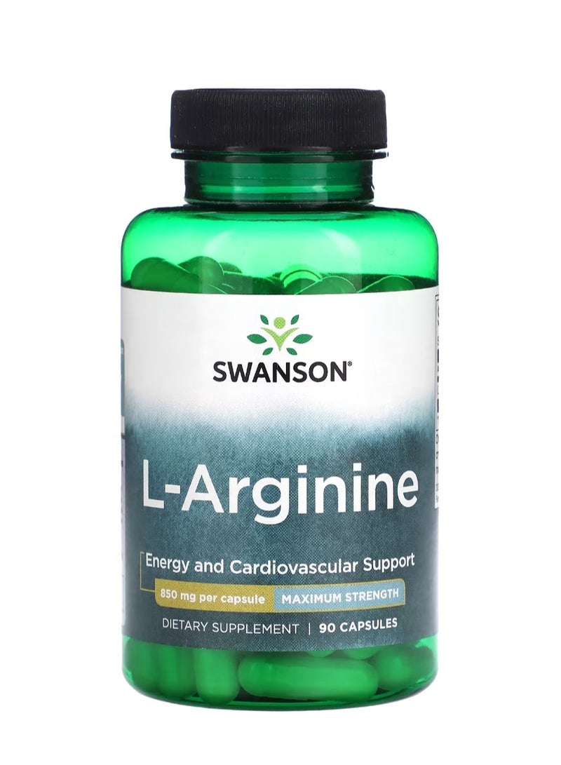 سوانسون إل-أرجينين القوة القصوى 850 ملجم - 90 كبسولة - Image 1