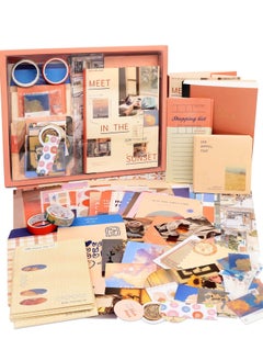 Y&D Scrapbook Supplies Kit for Art Diary Trash Sunset Vintage Aesthetic Sticker Craft with A6 Grid Notebook DIY Gifts Girls (155 Pieces)  - Image 1