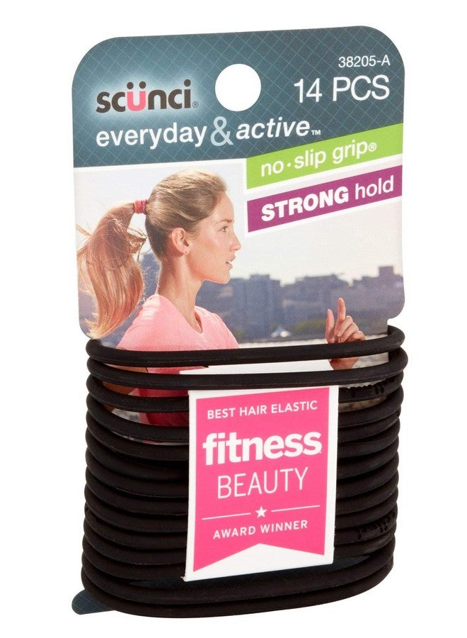 سكانشي أربطة شعر مطاطية سوداء من جل سكونشي، قبضة مانعة للانزلاق، تثبيت قوي - ذيل حصان، 14 قطعة (عبوة من قطعة واحدة) - Image 1