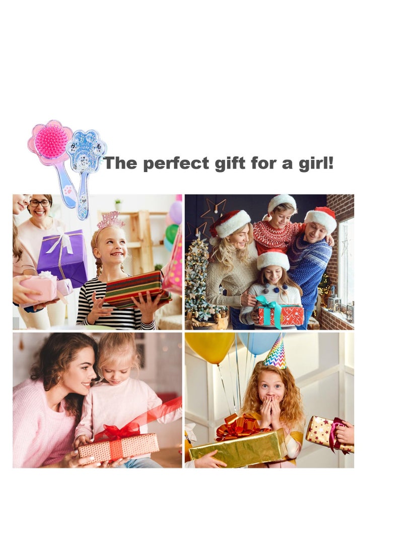 SYOSI فرشاة شعر مكونة من قطعتين للفتيات الصغيرات، فرشاة شعر مبللة بمخالب قطة لطيفة، فرشاة فك تشابك الشعر المجعد المستقيم، شعيرات ناعمة، للشعر السميك المجعد الرقيق الطويل القصير الرطب والجاف - Image 3