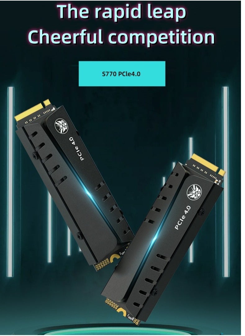 Gasin - 4TB PCIe 4.0 NVMe SSD M.2 2280 built-in solid state drive, with heat sink, up to 6600MB/s, perfectly compatible with PS5 - Image 1